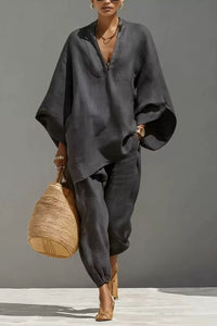 Willluxe® V-Neck Tunic Relaxed Fit Coastal Brunch Outfit