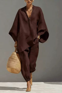 Willluxe® V-Neck Tunic Relaxed Fit Coastal Brunch Outfit