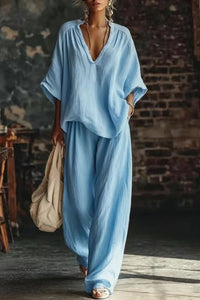 Willluxe® Casual Urban Boho V-neck Blouse Set