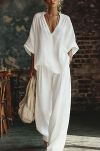 Willluxe® Casual Urban Boho V-neck Blouse Set