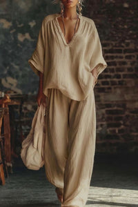 Willluxe® Casual Urban Boho V-neck Blouse Set