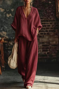 Willluxe® Casual Urban Boho V-neck Blouse Set