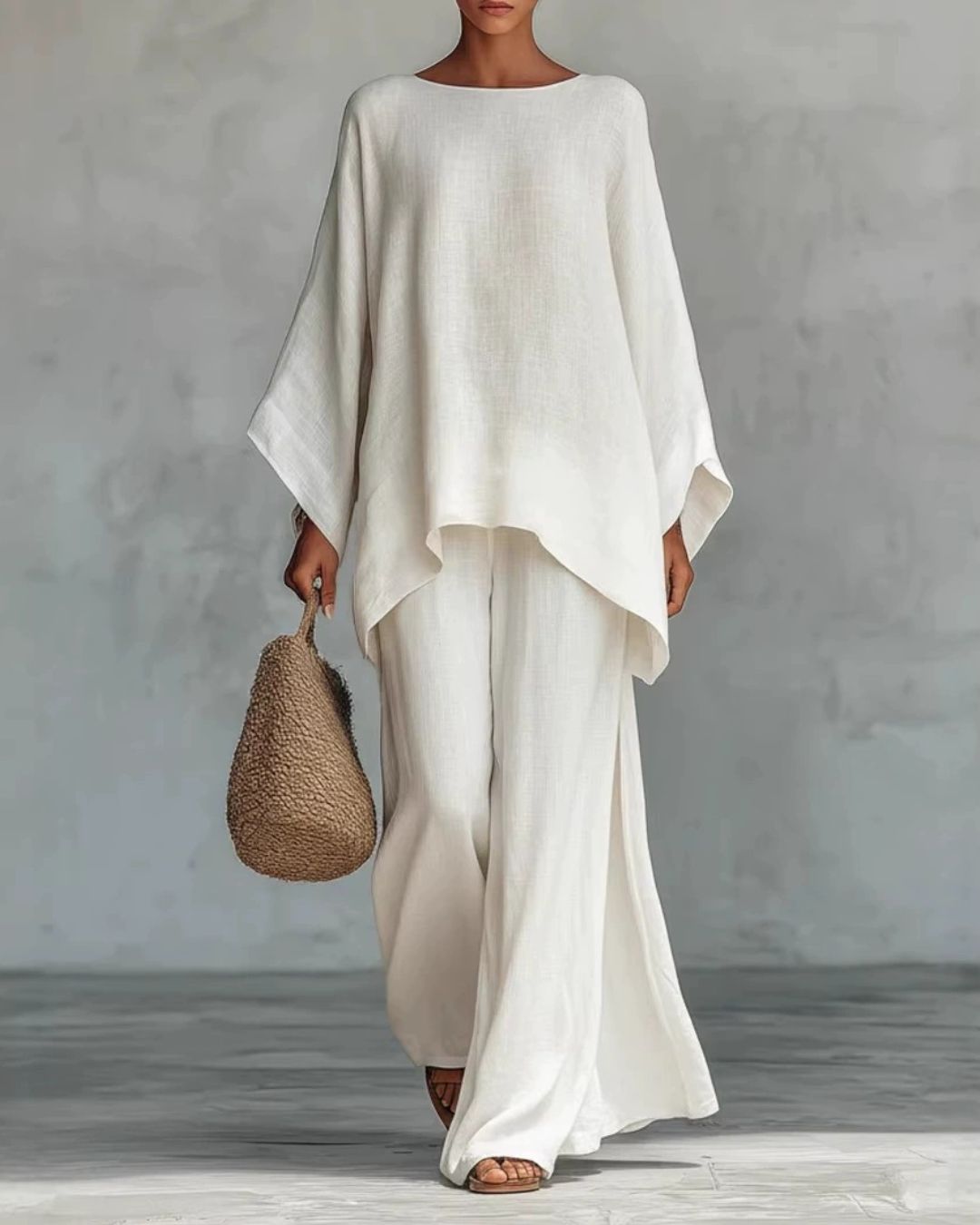 Willluxe® Asymmetric Ethnic Crew Neck Set