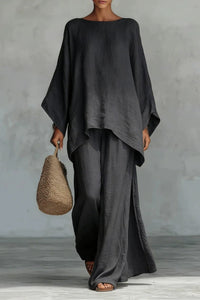 Willluxe® Asymmetric Ethnic Crew Neck Set