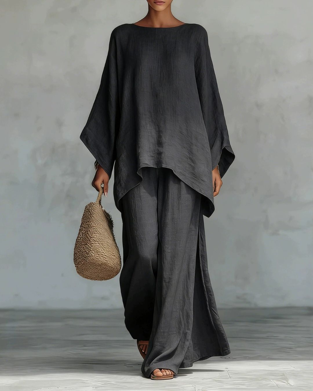 Willluxe® Asymmetric Ethnic Crew Neck Set