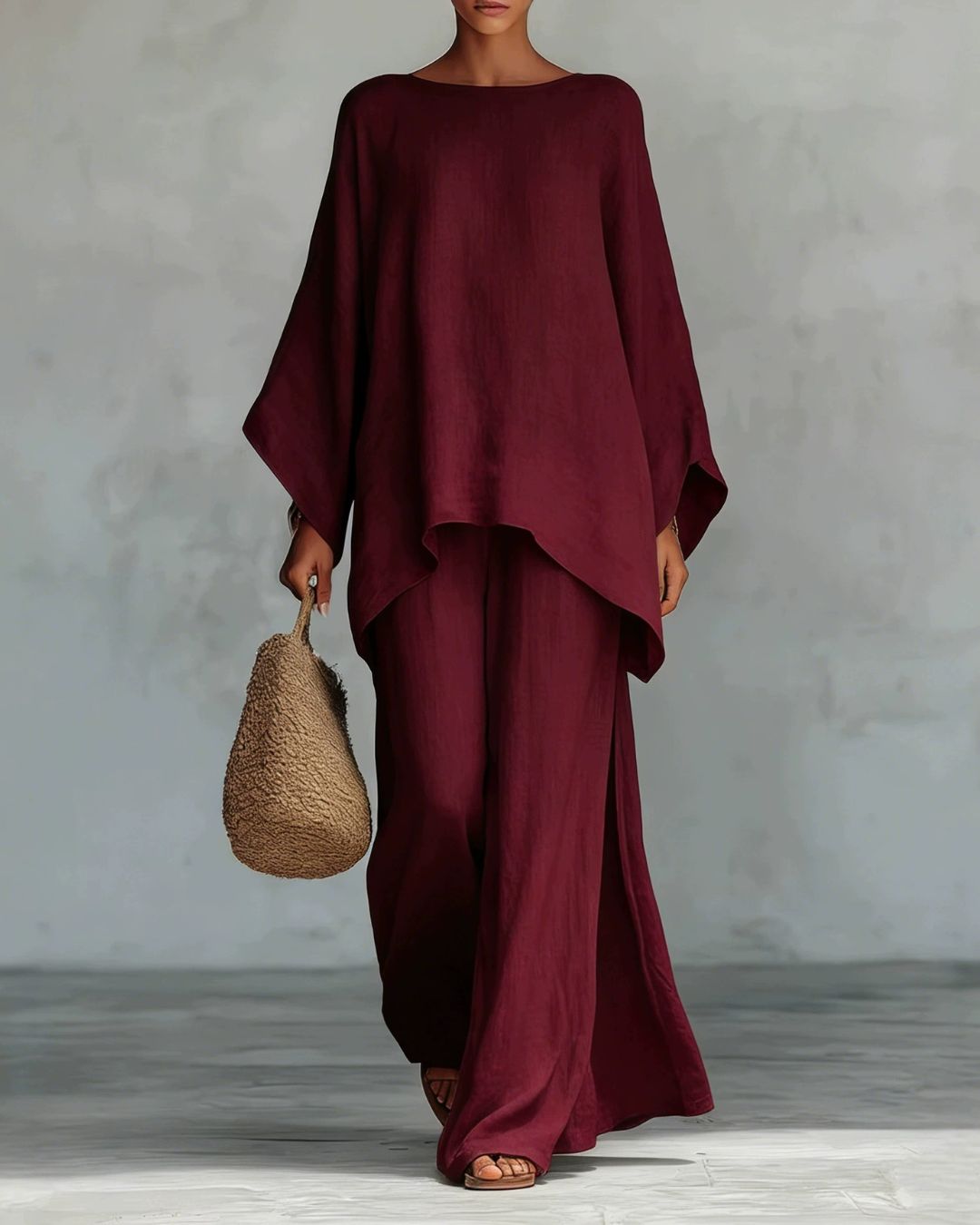 Willluxe® Asymmetric Ethnic Crew Neck Set