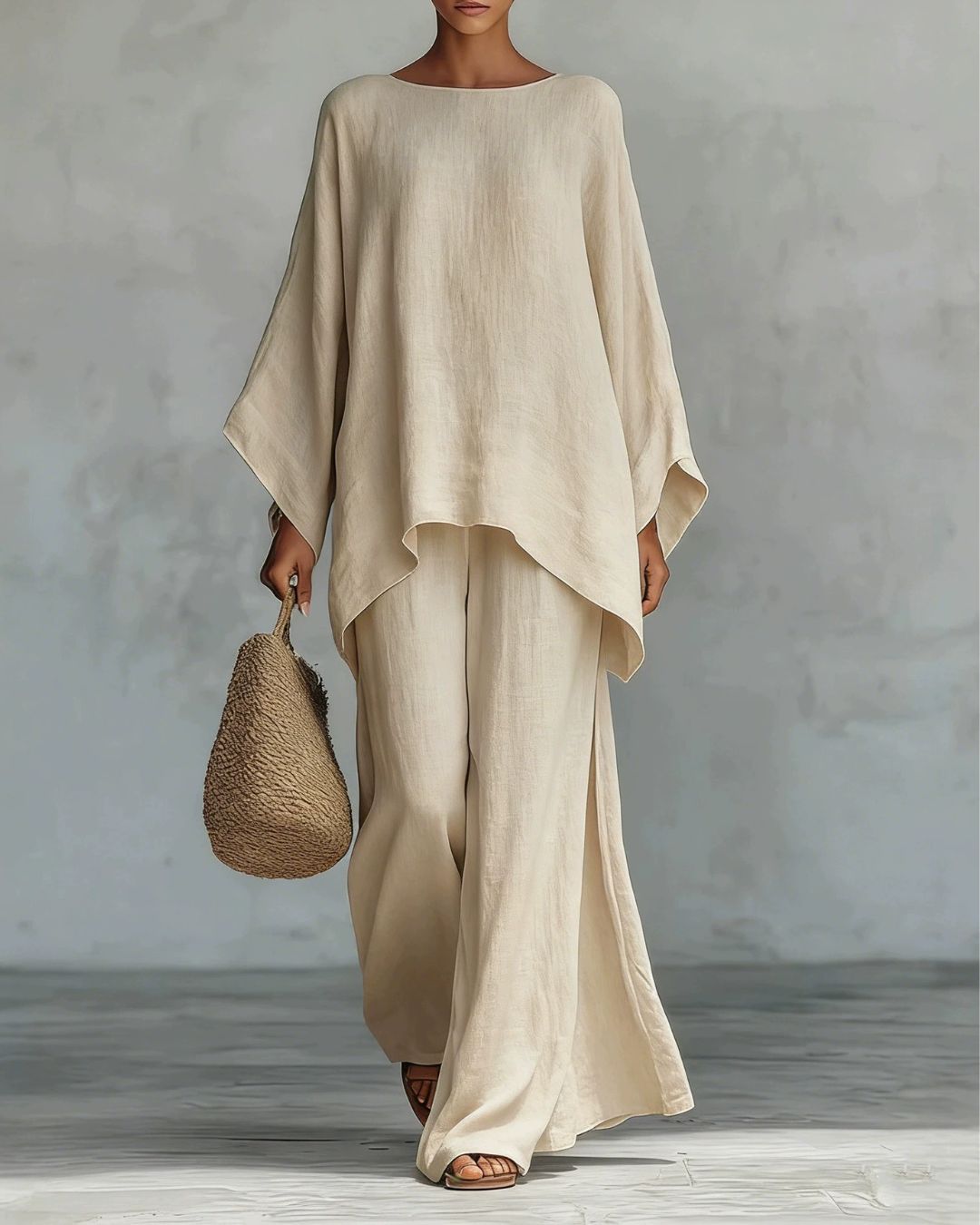 Willluxe® Asymmetric Ethnic Crew Neck Set