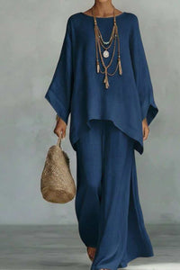 Willluxe® Asymmetric Ethnic Crew Neck Set
