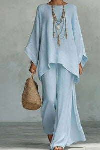 Willluxe® Asymmetric Ethnic Crew Neck Set