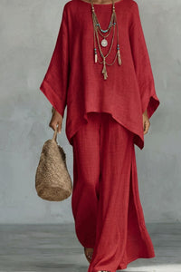Willluxe® Asymmetric Ethnic Crew Neck Set