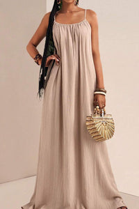 Willluxe® Pleated Slip Flowy Casual Maxi Dress