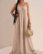 Willluxe® Pleated Slip Flowy Casual Maxi Dress