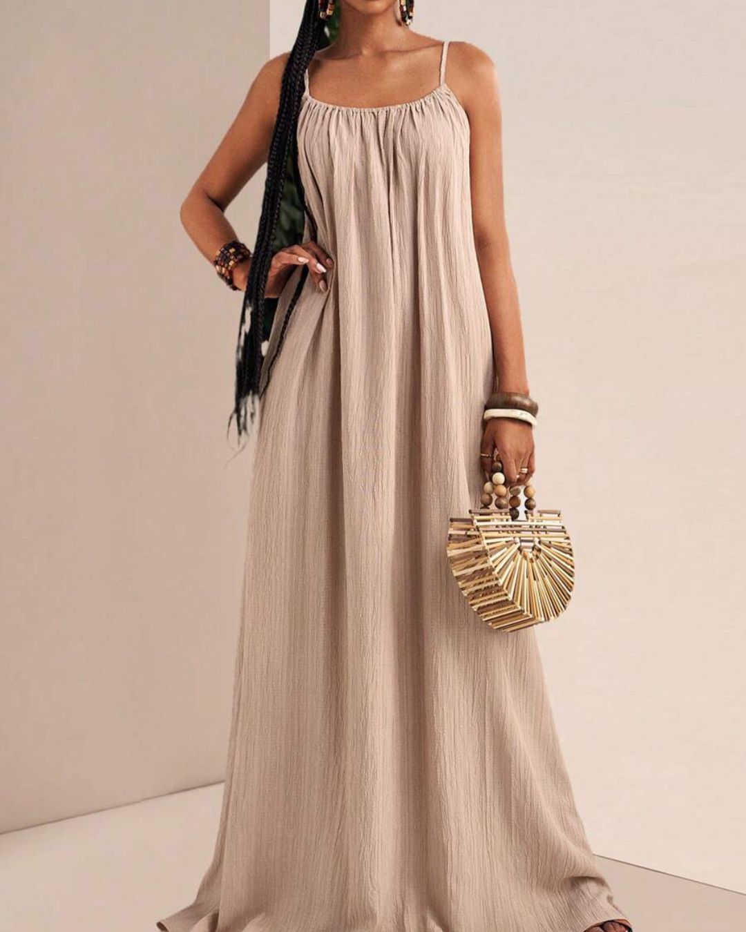 Willluxe® Pleated Slip Flowy Casual Maxi Dress