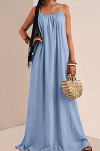 Willluxe® Pleated Slip Flowy Casual Maxi Dress