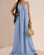 Willluxe® Pleated Slip Flowy Casual Maxi Dress