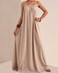 Willluxe® Pleated Slip Flowy Casual Maxi Dress