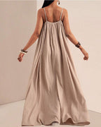 Willluxe® Pleated Slip Flowy Casual Maxi Dress