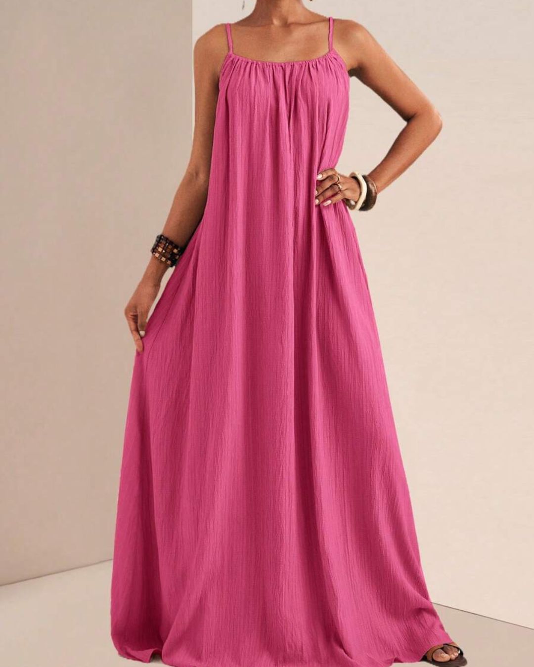 Willluxe® Pleated Slip Flowy Casual Maxi Dress