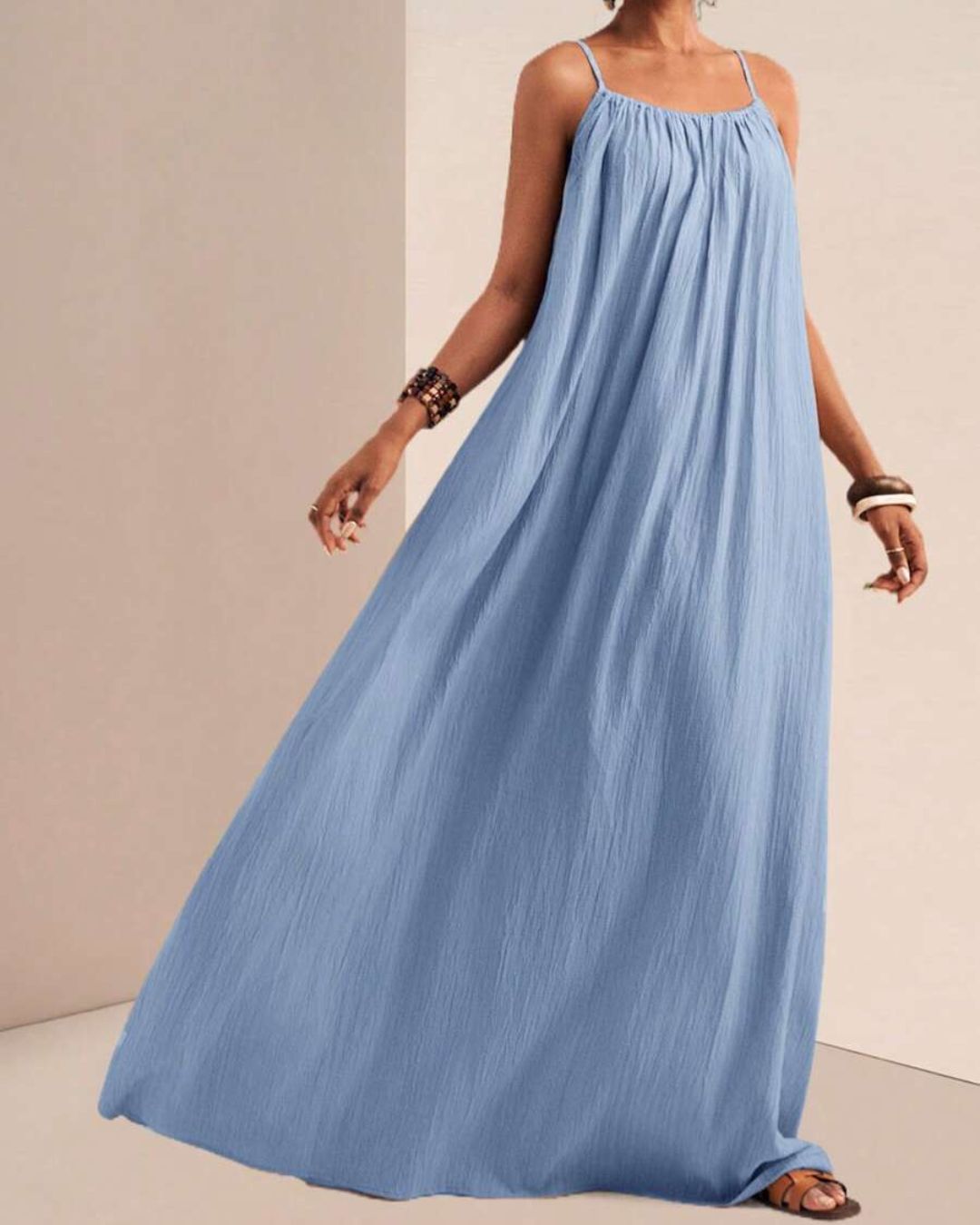 Willluxe® Pleated Slip Flowy Casual Maxi Dress