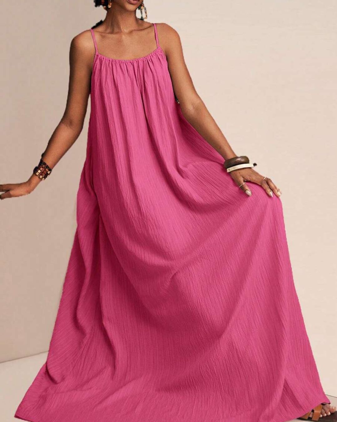 Willluxe® Pleated Slip Flowy Casual Maxi Dress