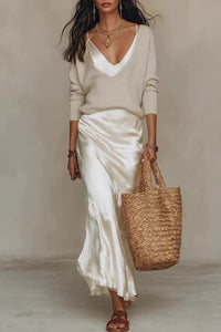 Willluxe® Effortless Knit & Satin Midi Ensemble