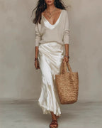 Willluxe® Effortless Knit & Satin Midi Ensemble