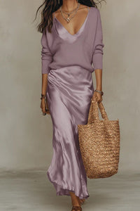 Willluxe® Effortless Knit & Satin Midi Ensemble