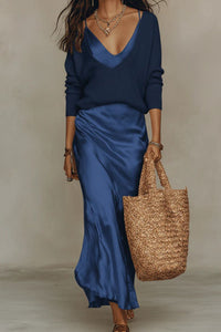 Willluxe® Effortless Knit & Satin Midi Ensemble