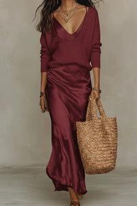 Willluxe® Effortless Knit & Satin Midi Ensemble