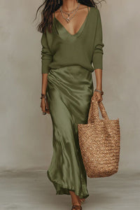 Willluxe® Effortless Knit & Satin Midi Ensemble