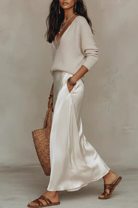 Willluxe® Effortless Knit & Satin Midi Ensemble