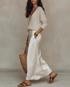 Willluxe® Effortless Knit & Satin Midi Ensemble