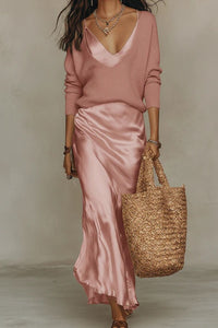 Willluxe® Effortless Knit & Satin Midi Ensemble