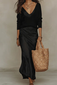 Willluxe® Effortless Knit & Satin Midi Ensemble