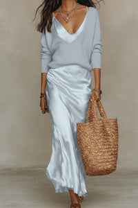 Willluxe® Effortless Knit & Satin Midi Ensemble