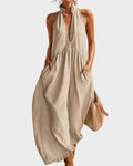 Willluxe® Sculpting Flowy Halter Maxi Dress with Pockets