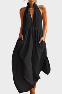 Willluxe® Sculpting Flowy Halter Maxi Dress with Pockets