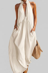Willluxe® Sculpting Flowy Halter Maxi Dress with Pockets