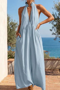 Willluxe® Sculpting Flowy Halter Maxi Dress with Pockets