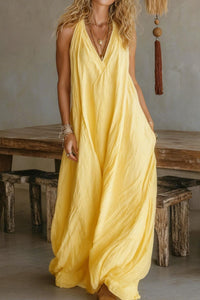 Willluxe® Flowy Boho V-Neck Halter Maxi Dress