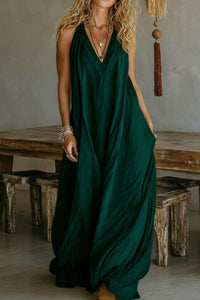 Willluxe® Flowy Boho V-Neck Halter Maxi Dress