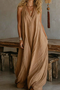 Willluxe® Flowy Boho V-Neck Halter Maxi Dress