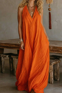 Willluxe® Flowy Boho V-Neck Halter Maxi Dress
