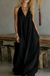 Willluxe® Flowy Boho V-Neck Halter Maxi Dress