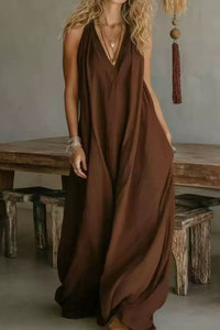 Willluxe® Flowy Boho V-Neck Halter Maxi Dress
