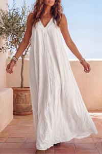 Willluxe® Flowy Boho V-Neck Halter Maxi Dress
