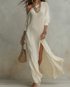 Willluxe® Bohemian One-Shoulder Textured Maxi Dress In Soft