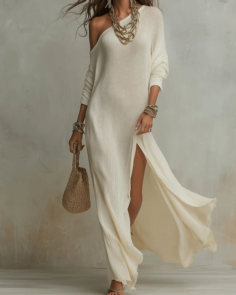 Willluxe® Bohemian One-Shoulder Textured Maxi Dress In Soft