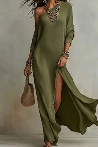 Willluxe® Bohemian One-Shoulder Textured Maxi Dress In Soft