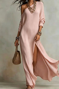 Willluxe® Bohemian One-Shoulder Textured Maxi Dress In Soft